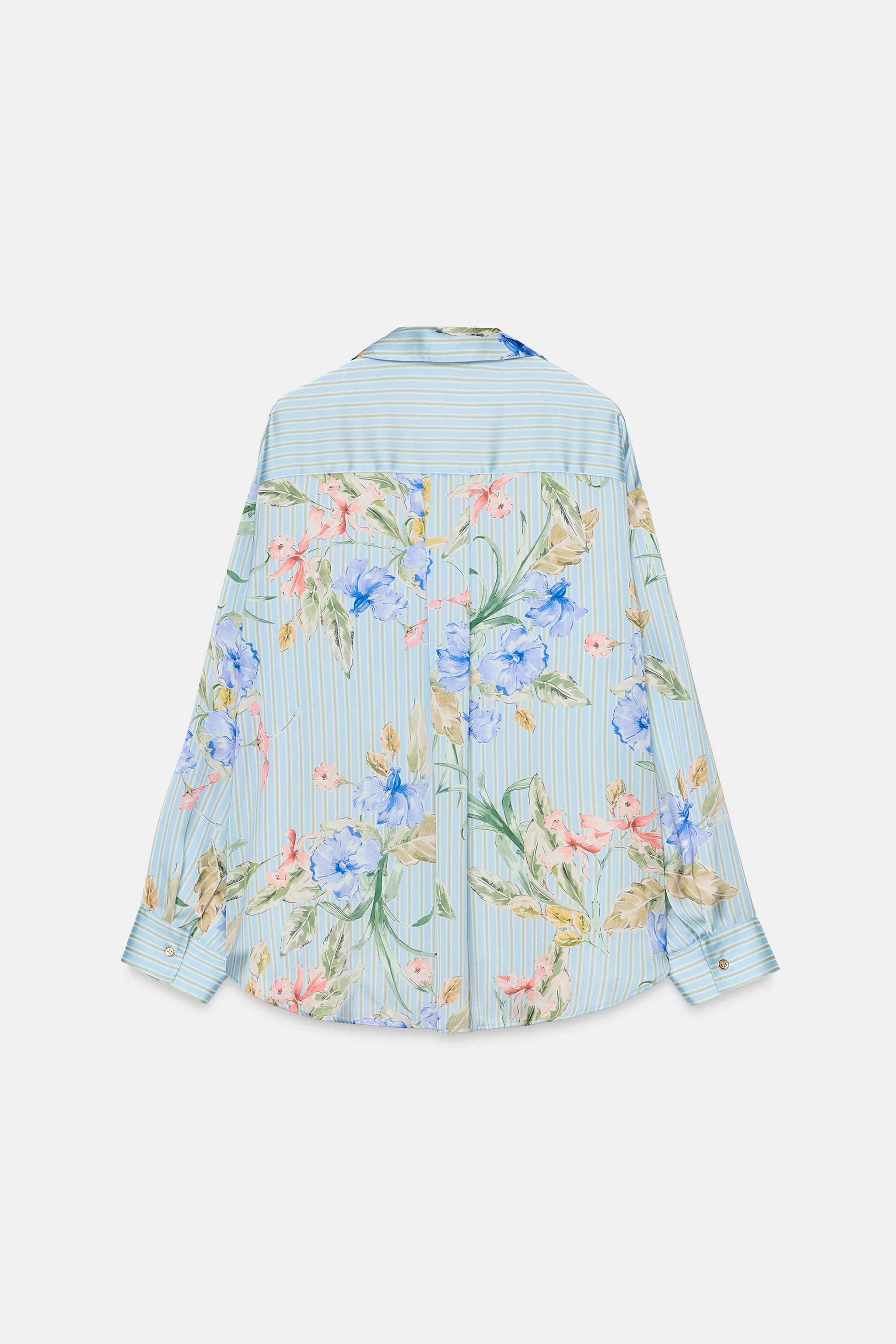 FLORAL PRINT SATIN EFFECT SHIRT